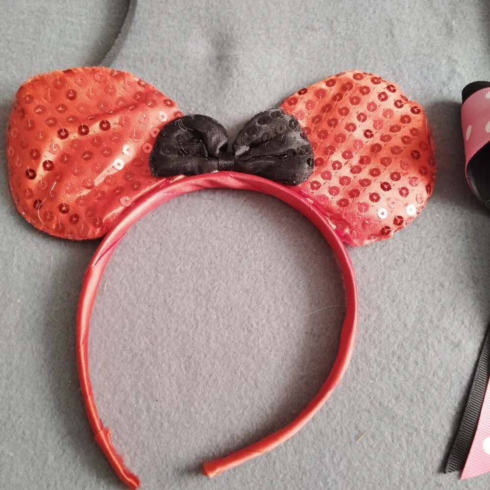 LOT OF DISNEY MINNIE MOUSE EARS & HAIR BOWS DISNEY PARKS ROCK THE DOTS HEADBANDS